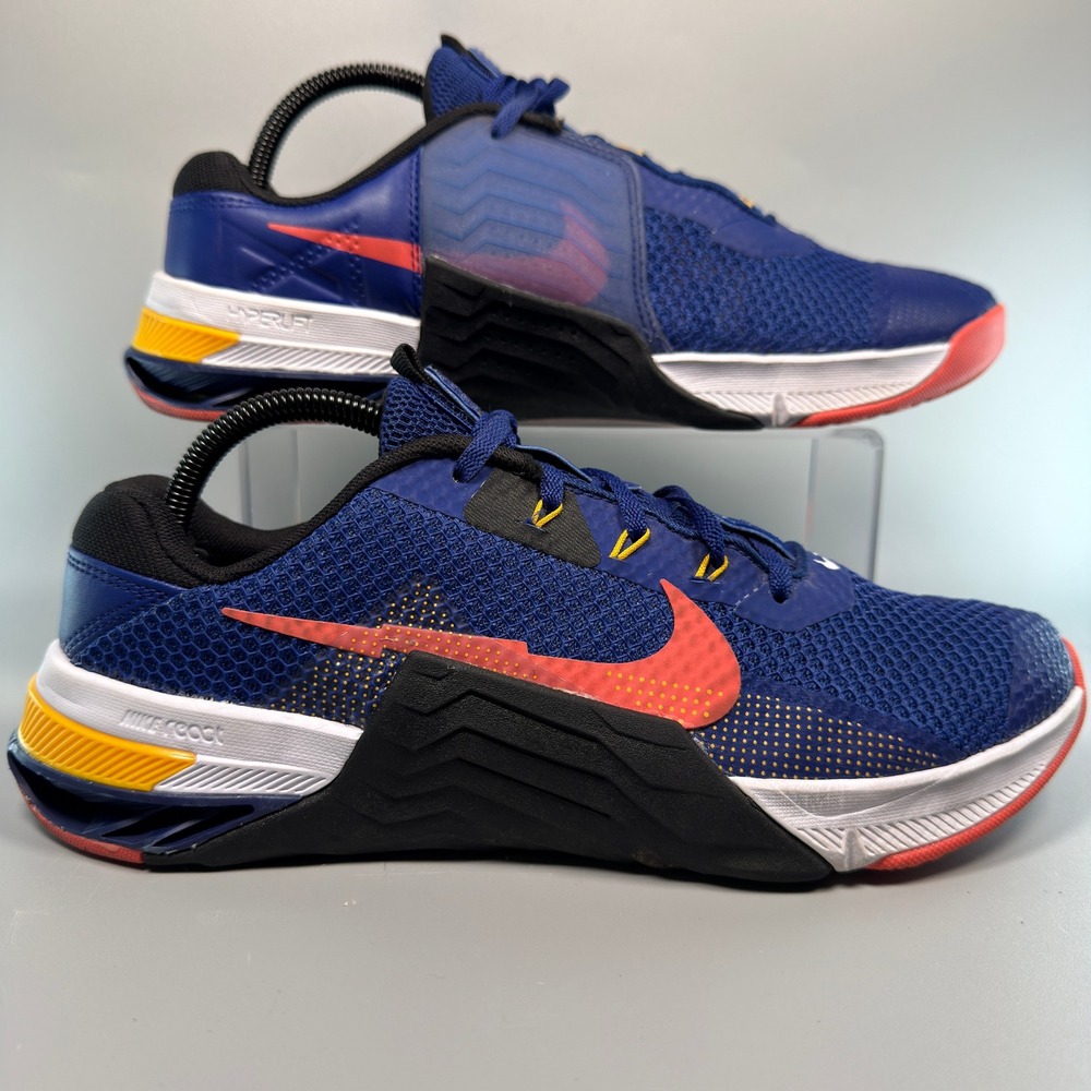 Nike Metcon 7 Mens 9.5 9 1/2 Crossfit Training Shoe Blue Orange Sneaker Low Lace